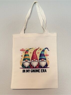 Hand Crafted Tote with Rainbow Gnome Design